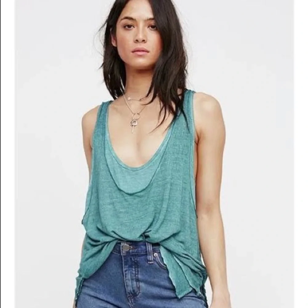 Free People Turquoise Double Layer Sleeveless Top - Picture 1 of 11